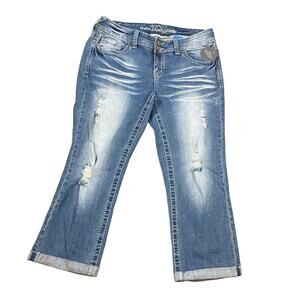 Vanity Premium Distressed Curvy Cropped Jeans Size 29 NWT